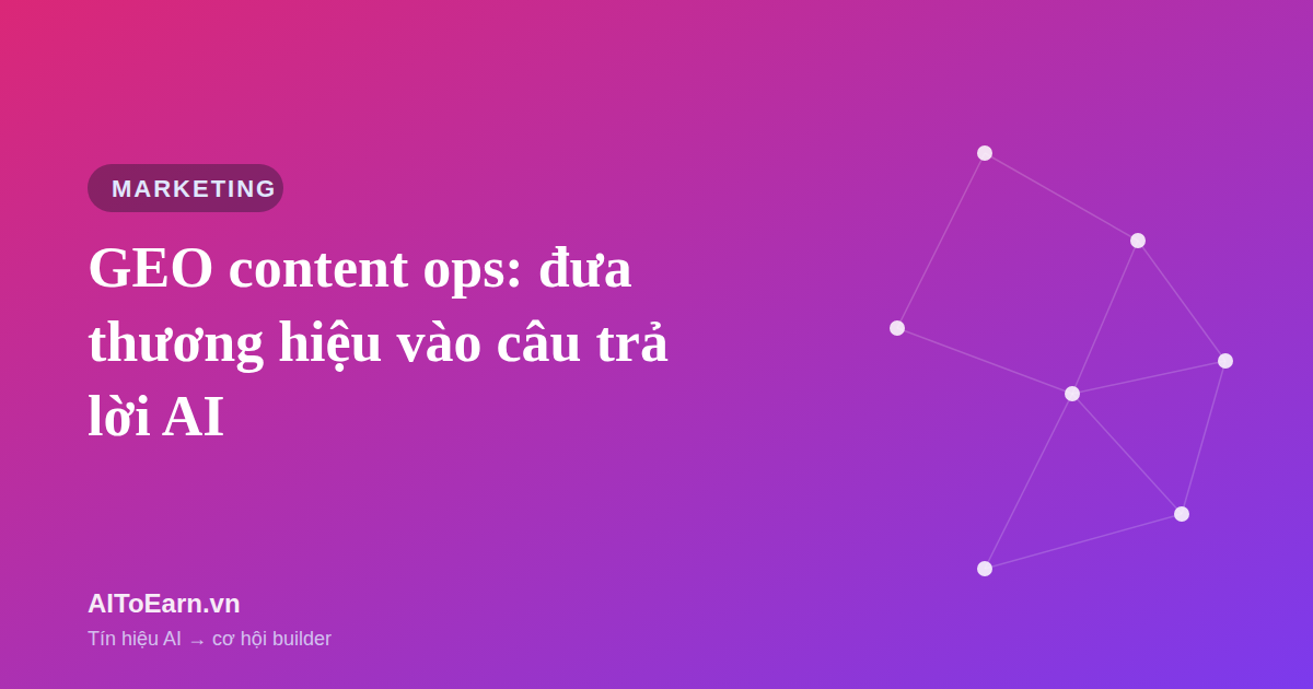 GEO content ops - dua thuong hieu vao cau tra loi AI - AIToEarn