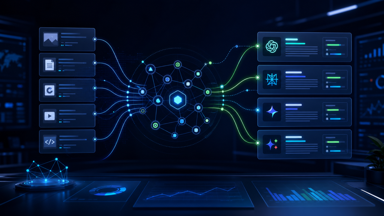 Dashboard AI Visibility GEO AEO hiển thị luồng nguồn nội dung được trích dẫn vào câu trả lời AI