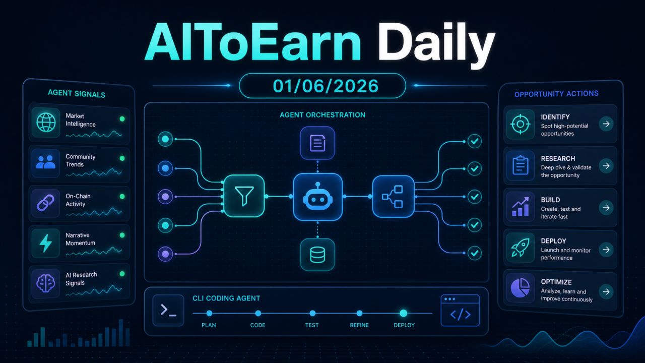Daily AI agent orchestration board covering agent platforms, CLI coding agents, and opportunity actions.