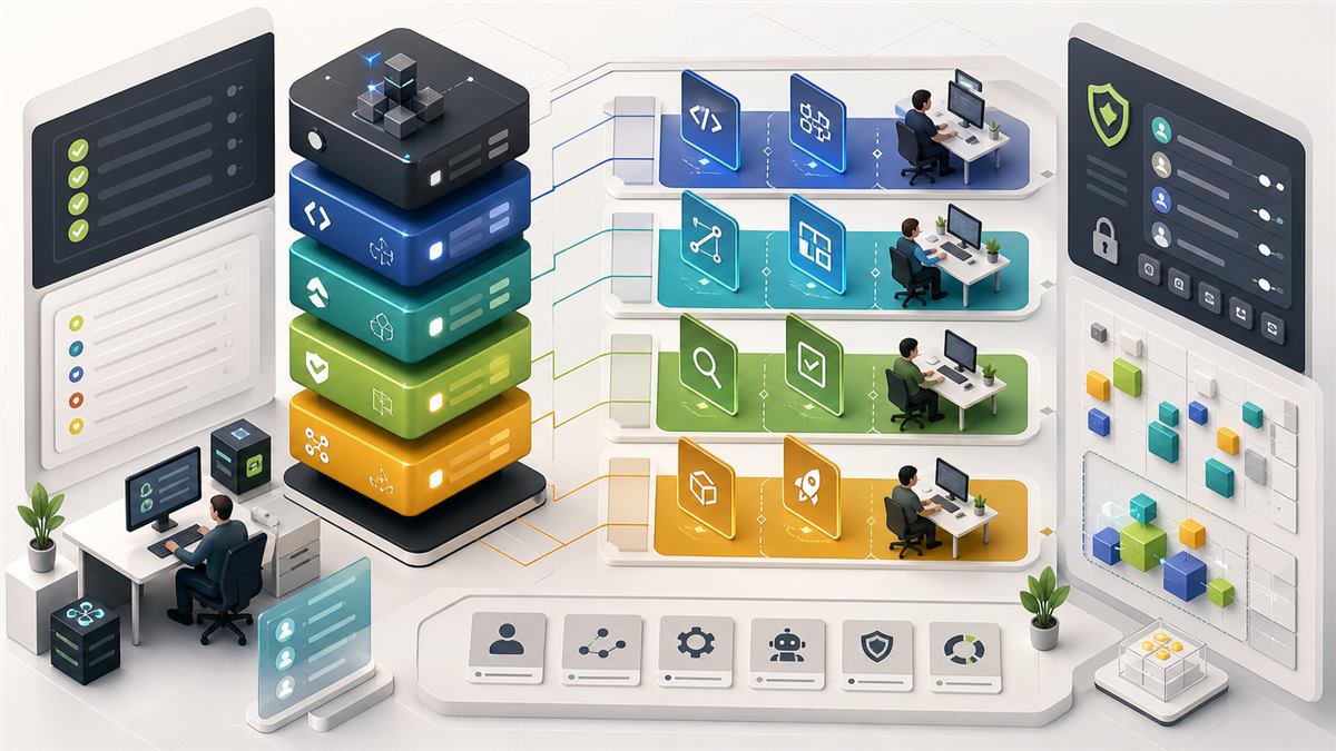 Curated AI coding tool stack with engineering, design, QA, release lanes, onboarding checklist, agent skills, and governance controls.