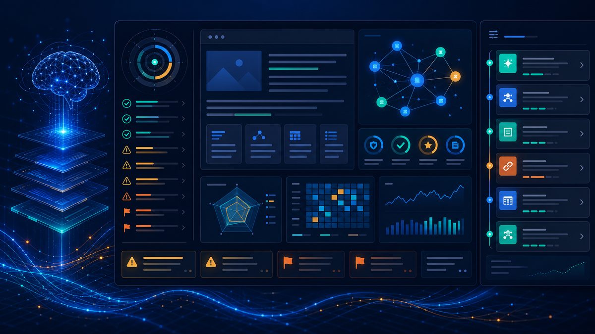 ai-seo-auditor knowledge page showing SEO, GEO, and AEO audit checks, risk flags, schema graph, and optimization queue.