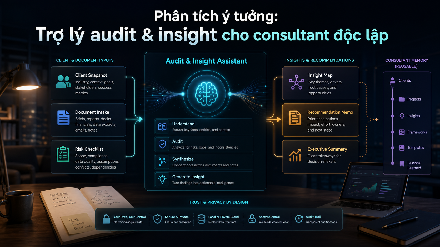 Phân tích ý tưởng: Trợ lý audit & insight cho consultant độc lập