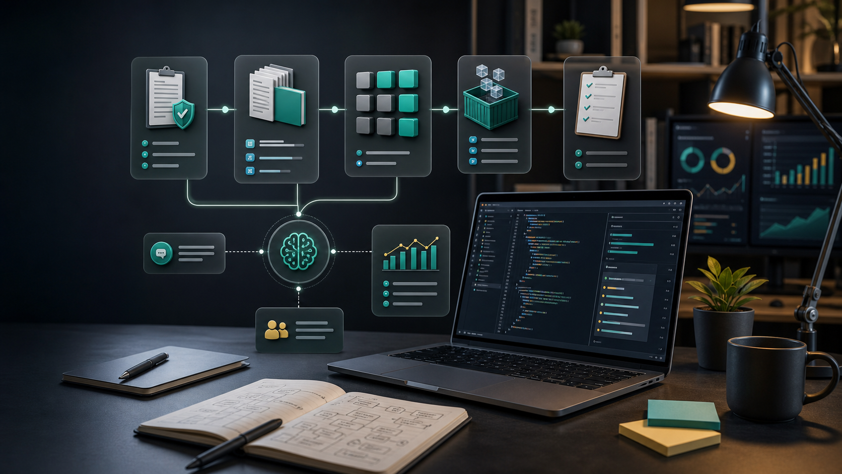 Vibe Coding opportunity hub showing a standardized AI coding workspace with docs, skills, sandbox, and review flow.